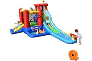 HONEY JOY Water Bounce House, 9 in 1 Giant Inflatable Water Park for Outdoor w/Ball Pit, Splash Pool, Climbing Wall, Blow up Water Slides Inflatables for Kids and Adults Backyard(with 860w Blower)