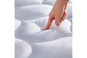 SLEEP ZONE Quilted Fitted Full Size Mattress Pad Cover - Soft Fluffy Pillow Top Bed Mattress Topper Deep Pocket 8-21 inch, Full