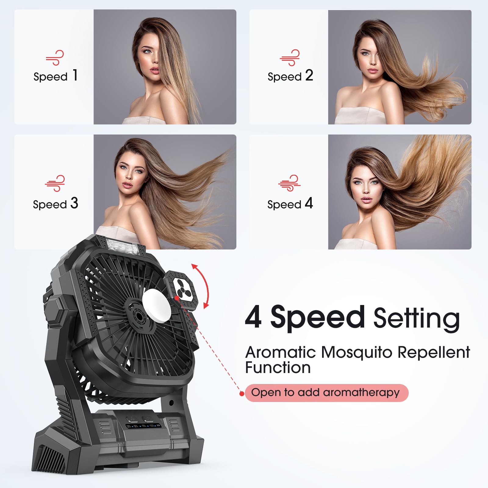 Portable Fan Rechargeable, 20000mAh Cordless Battery Powered Fan with LED Lantern, USB C Battery Operated for Travel Bedroom Home Camping Tent Office Beach Desk Fishing Table