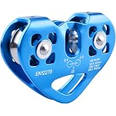 Azarxis 30 kN Zipline Pulley 6700LBS Zip Line Tandem Dual Trolley Kit for Cable &amp; Rope Heavy Duty for Rescue Climbing Hauling Backyard Zipline Mountaineering Rigging (Blue)