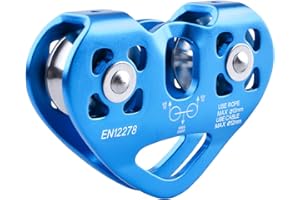 Azarxis 30 kN Zipline Pulley 6700LBS Zip Line Tandem Dual Trolley Kit for Cable & Rope Heavy Duty for Rescue Climbing Hauling Backyard Zipline Mountaineering Rigging