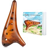Ohuhu Ocarina Instrument with Song Book, 12 Hole Alto C Ceramic | Song Book With Popular Melodies, FDA Tested, With Display Stand Protective Bag, Ceramic Ocarina Instrument For Beginners