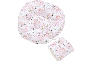 Little Grape Land Nursing Pillow, Multifunctional Breast Feeding Pillow with Arm Pillow, 3pk Baby Support Pillow with Adjustable Waist Strap and Removable Cover, Rose Floral