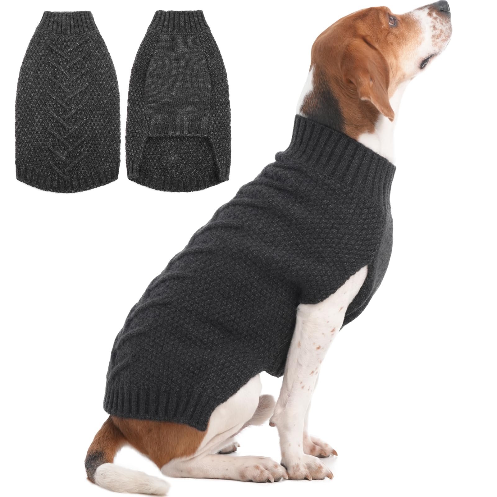IECOii Dog Jumper XL,Large Dog Jumper For Male Female Dogs,Dog Sweater Large Size Dog,Neutral Thick Warm XL Dog Sweater For Christmas Thanksgiving Halloween,Beagle Corgi Large Dog Sweaters,DarkGrey-XL