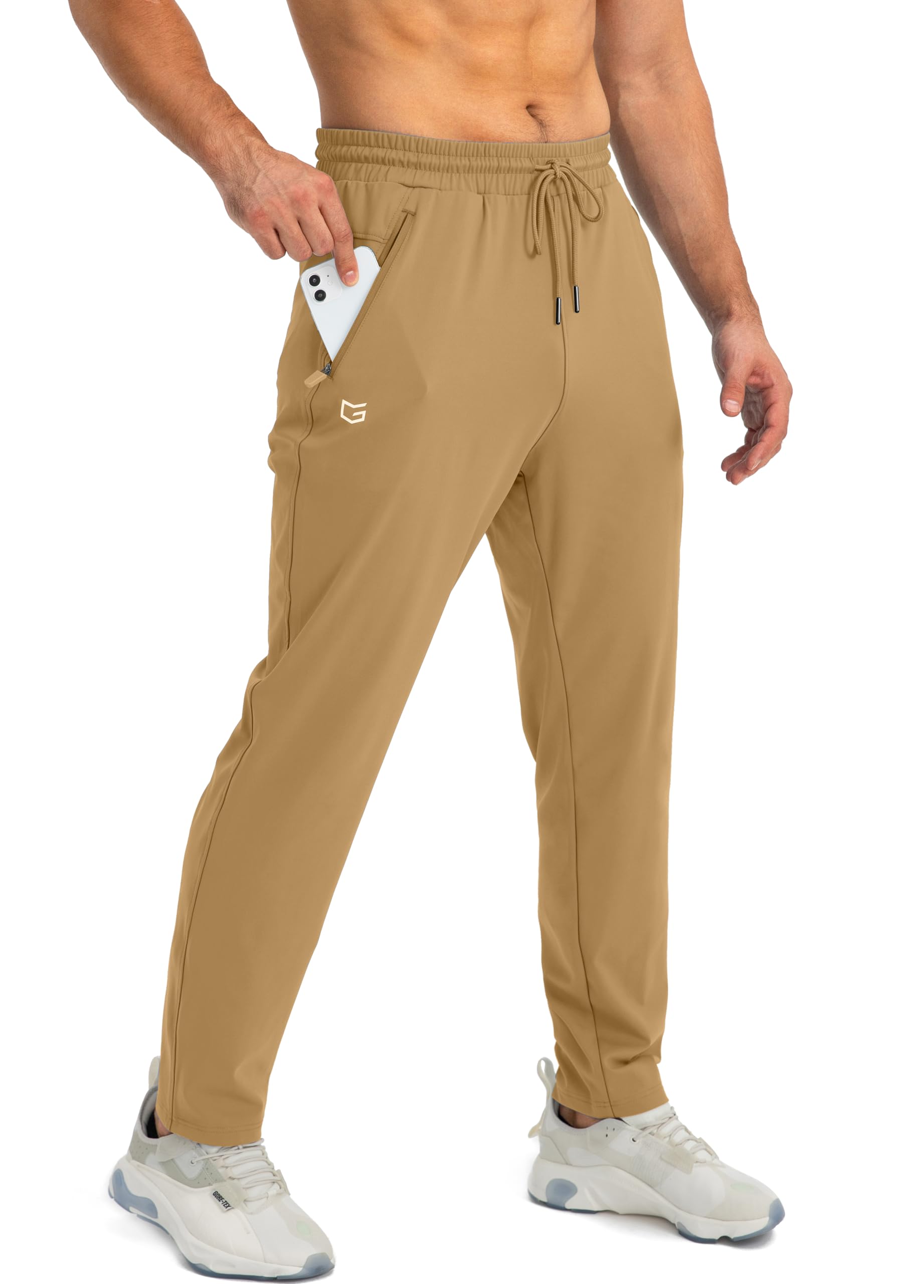 G Gradual Men's Sweatpants with Zipper Pockets Tapered Joggers for Men Athletic Pants for Workout, Jogging, Running (Dark Khaki, 3X-Large) Image
