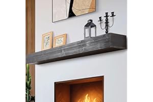 GoCampDirect Fireplace Mantle Shelf 66Inches - Handcrafted Wall Floating Mantel Shelf for Over Fireplace - Rustic Traditional Wooden Fireplace Mantels with Invisible Heavy Duty Wood Bracket Ebony