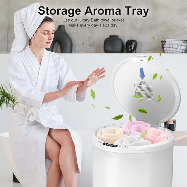 TRYDOW ULTRA LARGE CAPACITY TOWEL WARMER BUCKET, RAPID HEATING WITH TIMER, ONE-BUTTON DIGITAL DISPLAY CONTROL, SAFETY LOCK, GIFTS FOR HIM & HER, AUTO SHUT-OFF, FITS 2 LARGE, BLANKETS, BATHROBES, PJ’S