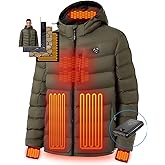 iHood Men's Heated Jacket With 12V Battery Pack-Insulated Lightweight Hooded Hand-Heating Electric Heated Puffer Jacket