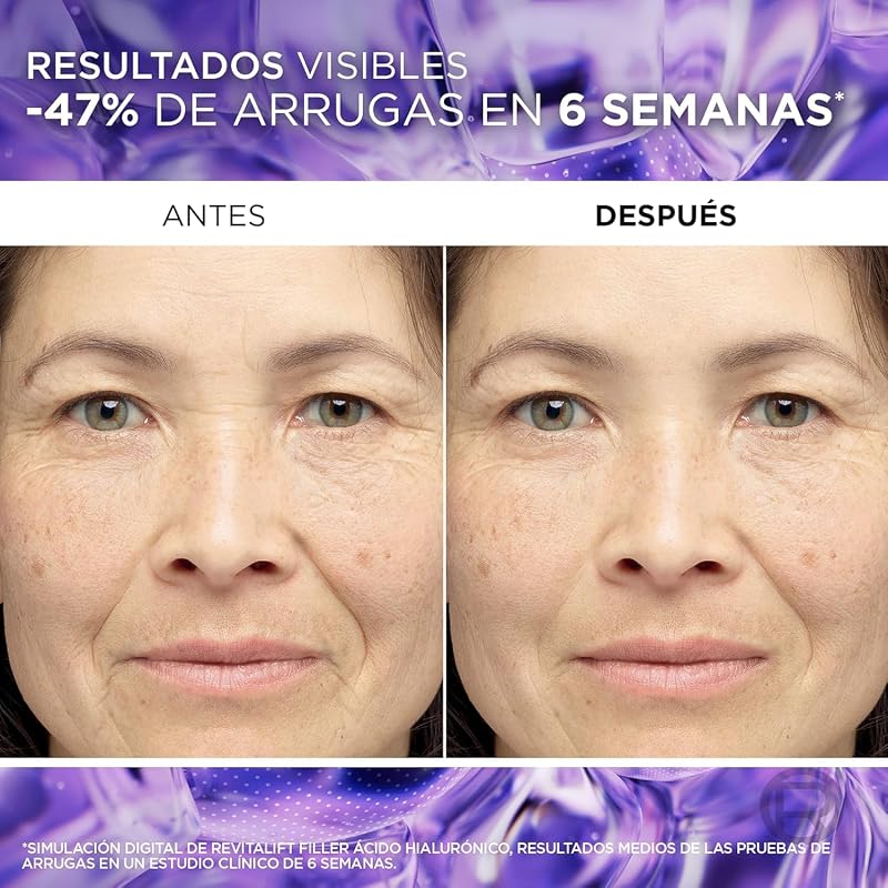 L'Oréal Paris Revitalift Filler Sérum Antiarrugas con Ácido Hialurónico, Péptidos. Nº1 del Mundo. Hidratación Duradera y Profunda. Ilumina y Rellena en 1H. Inspirado en Cosmética Coreana, 50ml XL