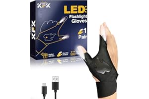 KFK Father's Day Gifts from Wife Daughter Son Hands Free Flashlight Gloves Cool Gadgets Gifts for Men Birthday Christmas for Him Boyfriend Husband Dad Fishing Camping Outdoor Repairing Tool