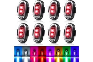 FORTULUX 8PCS Wireless LED Strobe Lights with Remote Control,8 Colors IP65 Waterproof Anti-Collision USB Charing Led strobe Light，3 brightness levels Wireless LED Lights for Car Drone Truck Motorcycle Bike