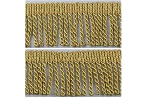 HEARTWISH Curtain Fringes Bullion Fringe Trim 2.5Inch Wide 5 Yards Long,Fabric Trims and Embellishments Curtain Weights Fringes for Sewing DIY Decoration Black Gold White (Golden Yellow)