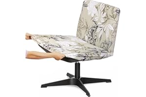 Liykimt Armless Criss Cross Office Desk Chair Cover Slipcover Accent Wide Seat Cover Swivel Task Vanity Slipper Mid Back Chair Computer Protector Stretchable Removable Without Arms