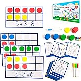 130 PCS Jumbo Magnetic Ten Frame Set, Ten Frames Class Set, Math Manipulatives for Kindergarten, PreK, Preschool, Math Counters, Games for Kids, Magnetic Counters, Teacher and Homeschool Supplies