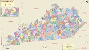 Amazon.com : Kentucky Zip Code Map (36" W x 20" H) : Office Products