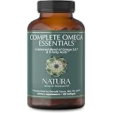 Natura Health Products Complete Omega Essentials 3 6 7 9 Fish Oil Softgels | Borage Seed &amp; Sea Buckthorn Berry balanced fatty acid blend with EPA and DHA from anchovies, sardines and mackerel*
