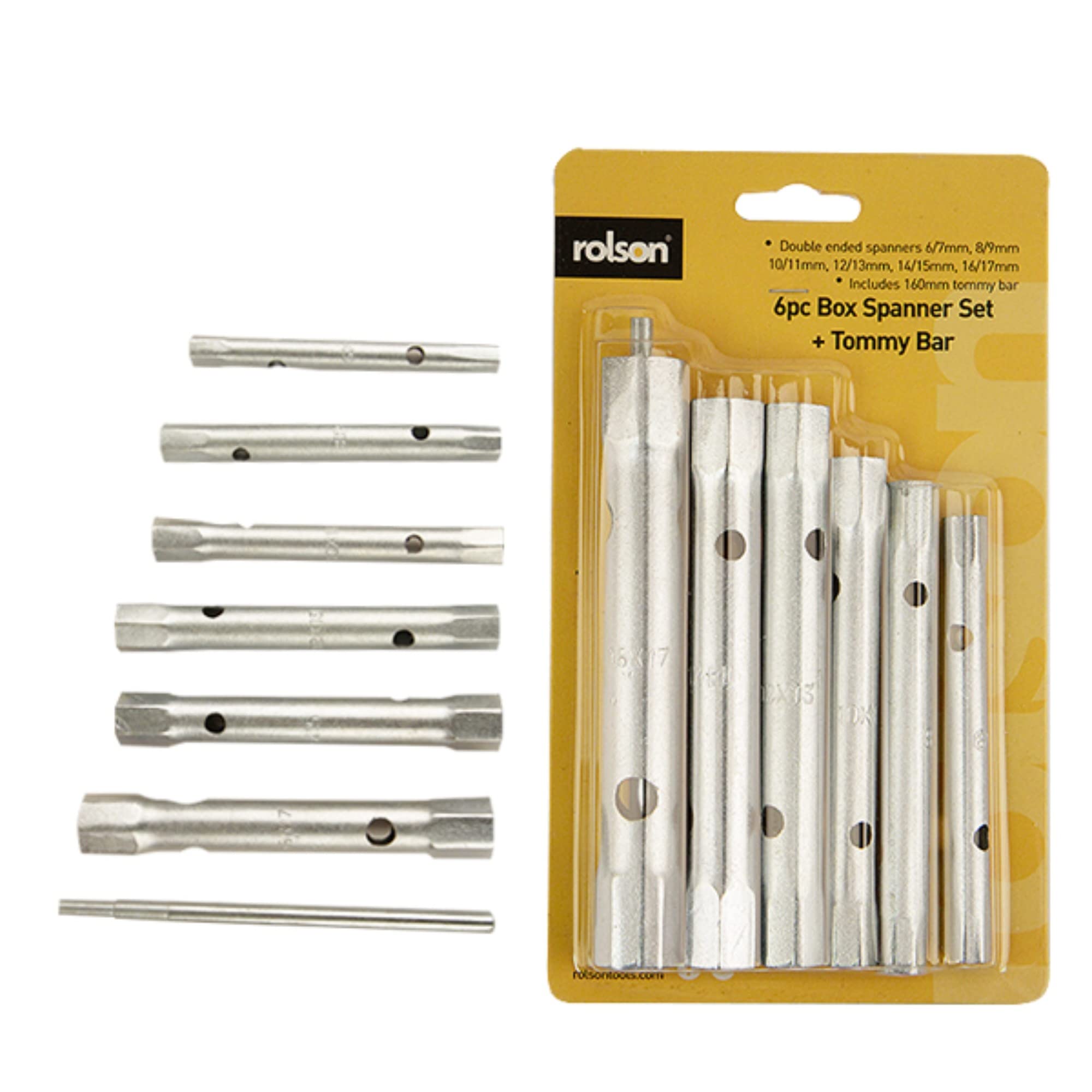 Rolson 46887 6 pc Boxed Spanner Set with T-Bar