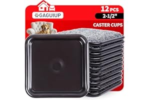 GAGUIUP 2 1/2" Square Carpet Bottom Furniture Caster Cups, Reusable Furniture Sliders for Hardwood Floors, Felt Furniture Pads Coasters to Protect Tile or Laminate Floors from Scratches, Brown/Gray (12 Pack)