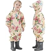 Hovkib Toddler Kids Rain Suit Girls Boys One Piece Raincoat Waterproof Coverall Lightweight Rainwear Rain Jacket 1-10 Years