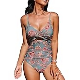 CUPSHE One Piece Swimsuit for Women Bathing Suits Twist Front Cutout Adjustable Straps Ruched Swimwear