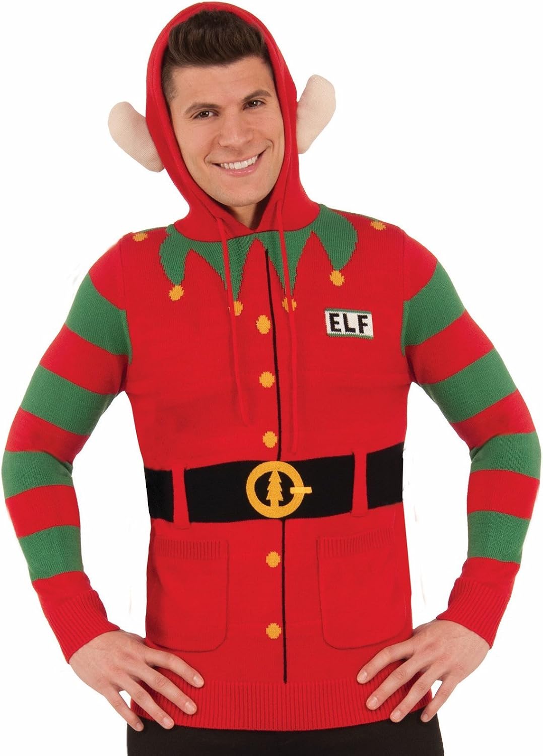 Forum Men's Ugly Christmas Hoodie Sweater, Elf Amazon.ca Clothing