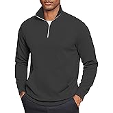 COOFANDY Mens Quarter Zip Pullover Mock Neck Sweatshirt Long Sleeve Sweater Polo Half Zip Pullover with Pocket