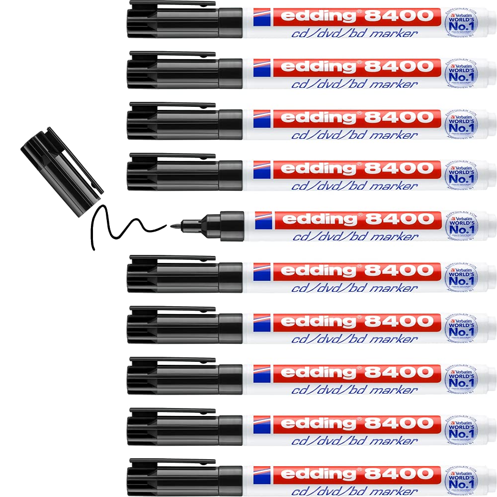 Edding 8400 CD Marker Permanent 0.75mm Line Black Ref 8400-001 [Pack of 10]