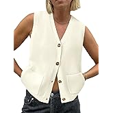 Saodimallsu Womens Sleeveless Sweater Vest Button V Neck Knit Trendy Casual Summer Cardigan with Pockets