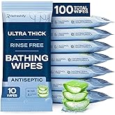 Extra Thick Bath Wipes, Fresh Bathing Wipes | Shower & Bath Alternative | Body Wipe for Adults Bathing No Rinse | Microwavable with Aloe & Vitamin E | 10 Packs - 100 Ct