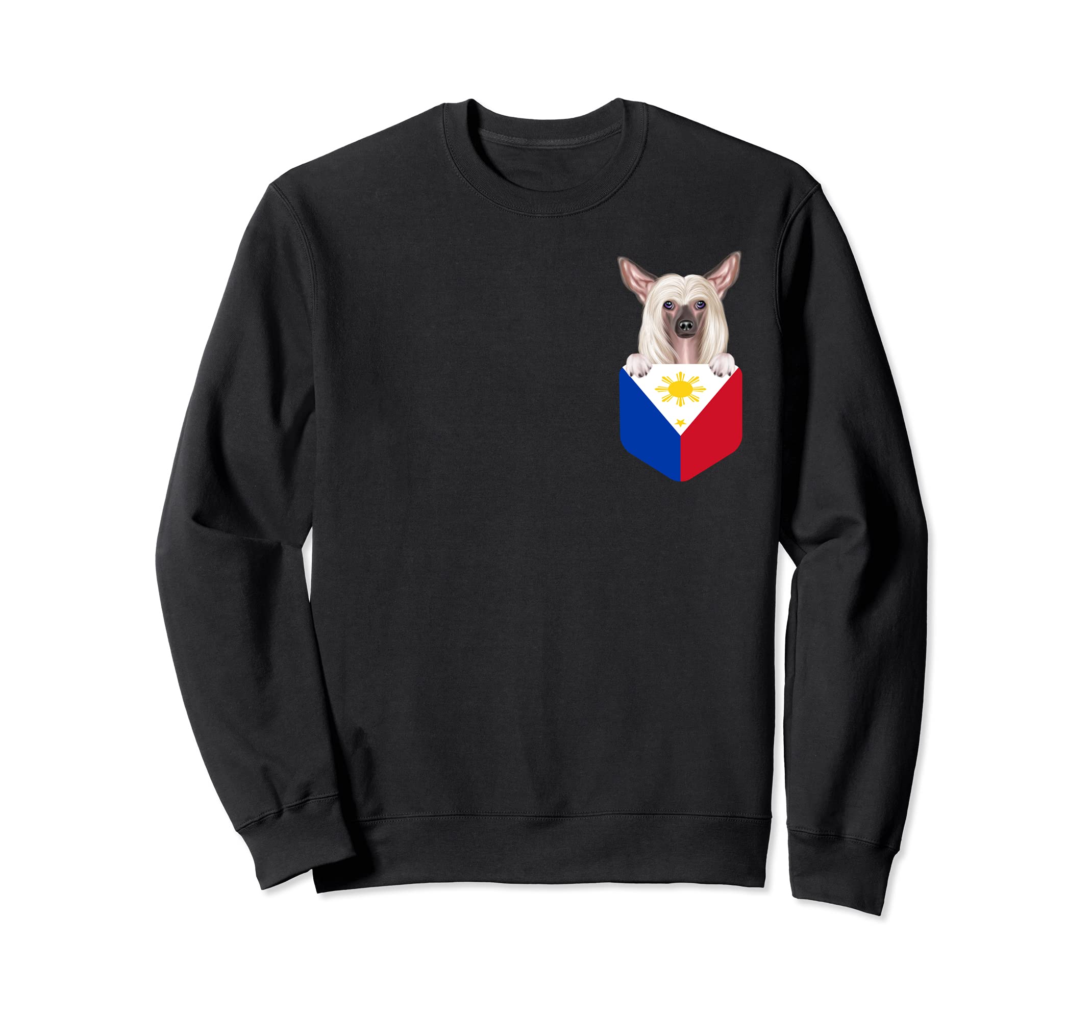 Philippines Flag Chinese Crested Dog In Pocket Sweatshirt