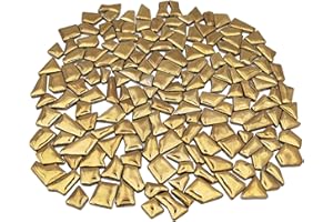 ESWENY 200g Ceramic Mosaic Tiles for Crafts,Irregular Stained Ceramic 0.2"x0.8" Porcelain Mosaic Tiles for Home Decoration (Gold)