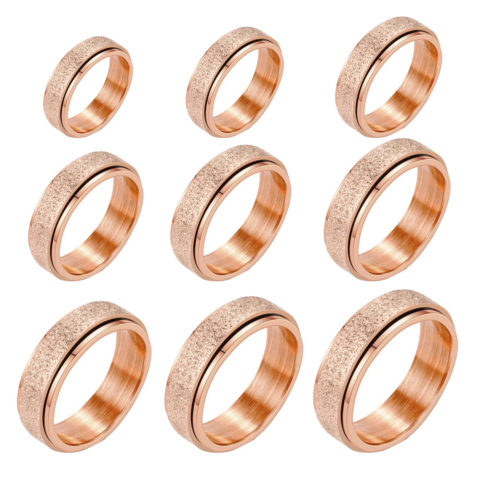 Photo 1 of 17Dec 9-Pack Stainless Steel Fidget Toy Set for Men, Women, Adults,Unisex Gift Idea,Stress Relieving Anxiety Rings Fidget Rings for Women,Men