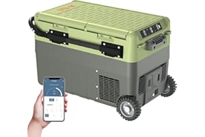 AKHAL-TEKE 12 Volt Refrigerator, Portable Freezer Rechargeable 42 Quart(40L) Dual Zone Independent Temperature Control 12/24V DC and 110-240V AC for Car, RV, Camping and Home Use -X40(NO BATTERY)