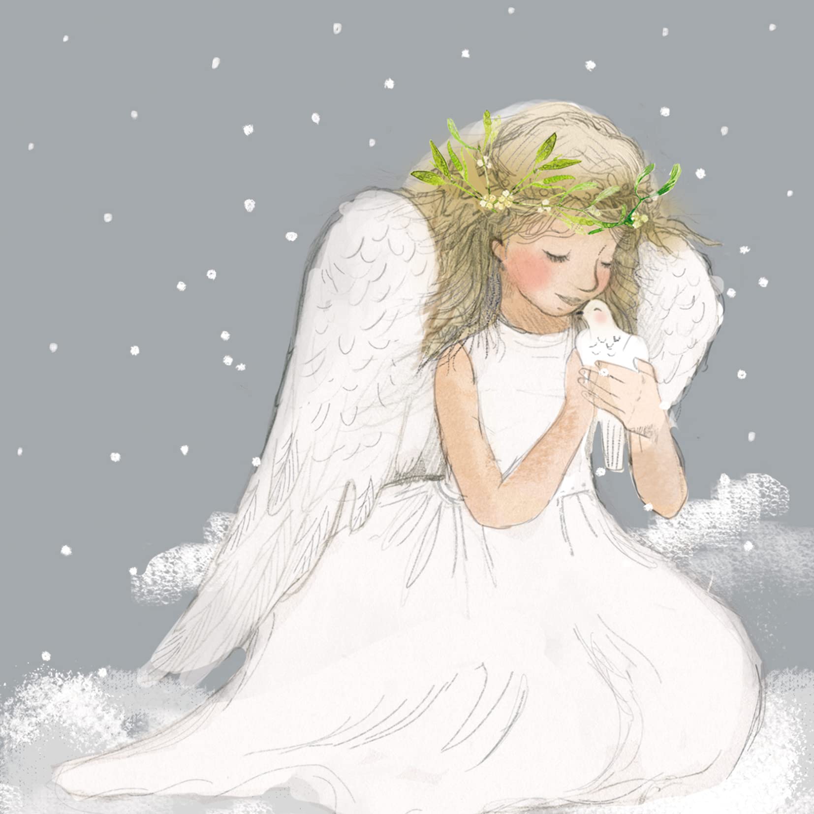 Paper House Charity Christmas Cards Pack of 6 - Angel & Dove in the Snow - 'Christmas Angel' - Religious Greeting Cards Multipack - Supporting UK Charities - 6 of 1 Design