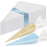 100 Pack 24 Inch Extra Large Piping Bags, Disposable Tipless Icing Bags | Thickened HDPE extra large piping bags, textured non-slip grip, 2 L capacity, for icing, frosting and large baking projects