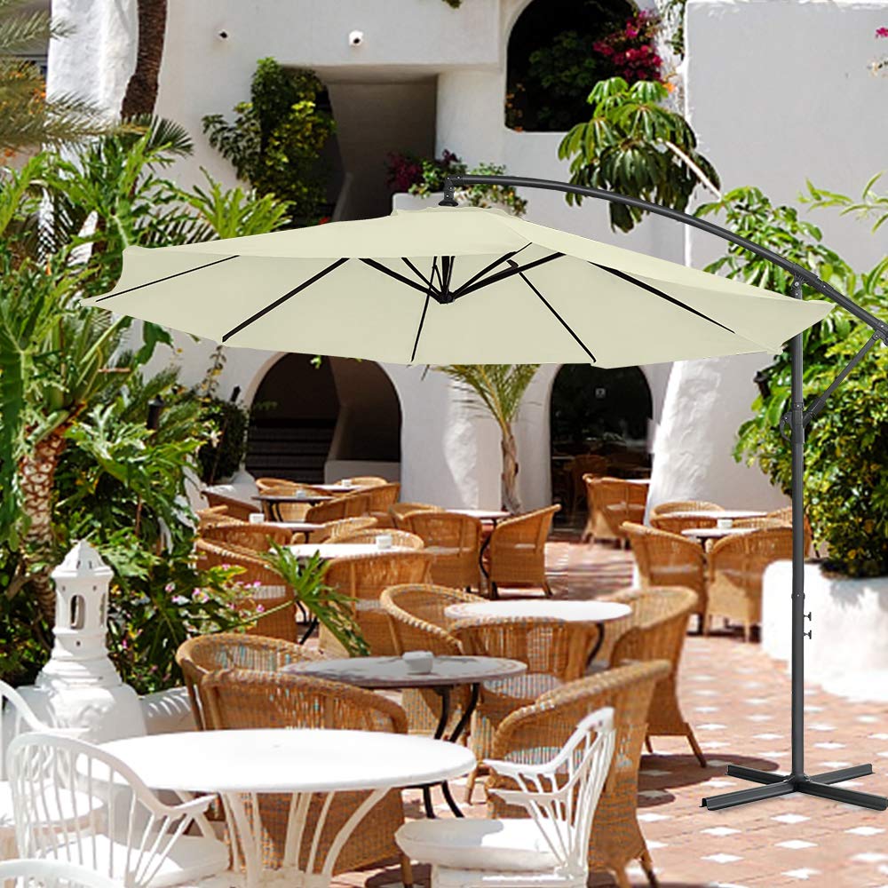 Lars360 Garden Parasol Cantilever Umbrella Sun Shade Patio Umbrella Banana Umbrella With Crank Aluminium O350cm Beige Uv40 Waterproof Buy Online In Colombia At Desertcart