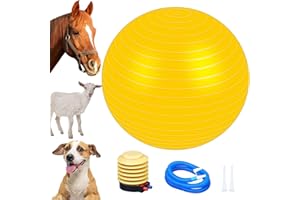 PullCrease 29.5 Inch Herding Ball PVC Large Ball Toy with Inflator Pump Giant Exercise Training Toys for Horses Dogs Goats Lamb Outdoor Entertainment Play(Yellow)