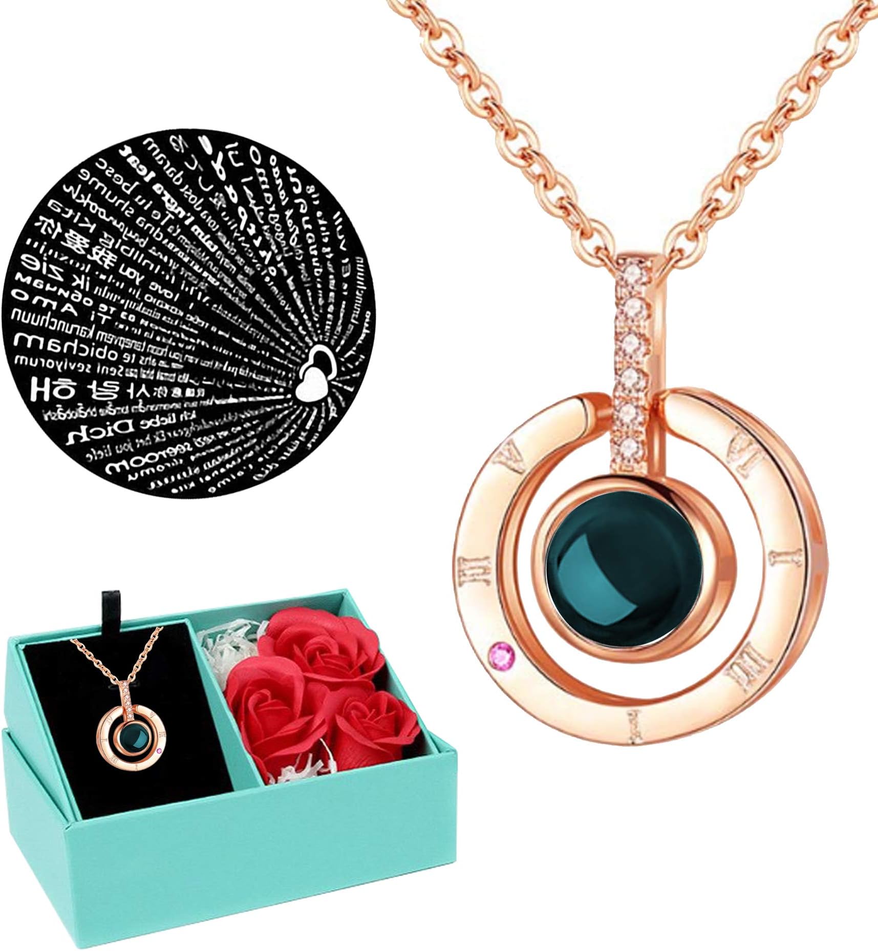 Boonix Necklace That says I Love You in 100 Languages, Best Gifts for Her, Gift for Women, Girlfriend, Wife, Mom, Woman