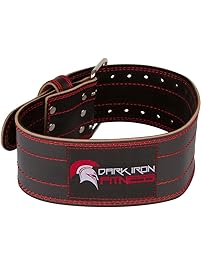 Dark Iron Fitness Genuine Leather Pro Weight Lifting Belt for Men and Women | Durable Comfortable & Adjustable with Buckle | Stabilizing Lower Back Support for Weightlifting