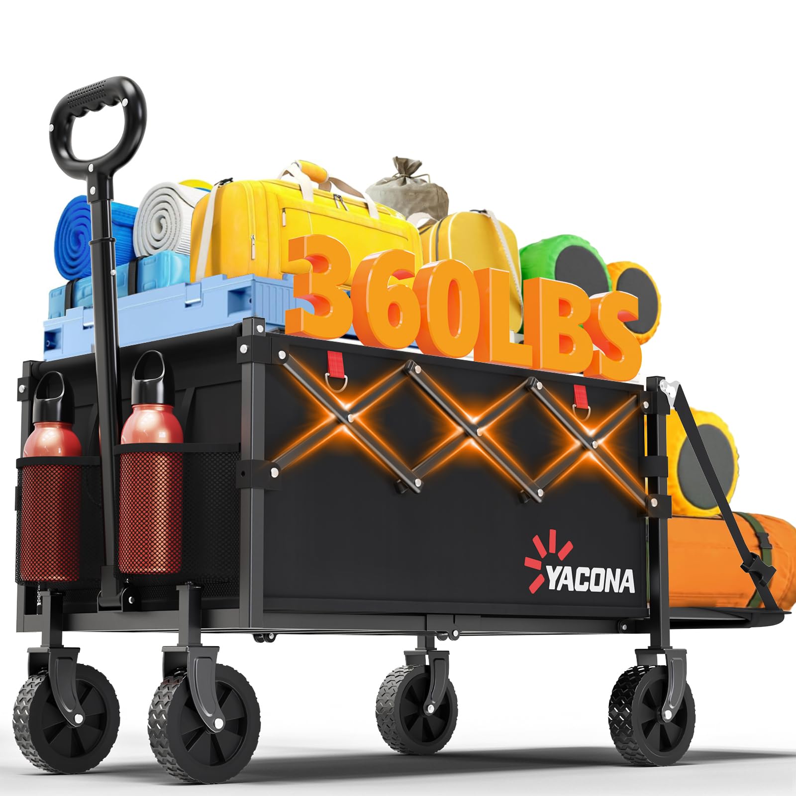 Yozoia 360LBS Heavy-Duty Wagons Carts Foldable, Collapsible Wagon Cart with Wheels and Tailgate, Folding Utility Wagon Carts for Groceries, Outdoor Camping, Shopping, Beach, Garden Image Yozoia 360LBS Heavy-Duty Wagons Carts Foldable, Collapsible Wagon Cart with Wheels and Tailgate, Folding Utility Wagon Carts for Groceries, Outdoor Camping, Shopping, Beach, Garden Image