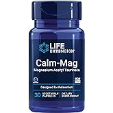 Life Extension Calm-Mag, Magnesium Acetyl taurinate, Daily Stress Management Formula, Supports Calmness and Relaxation, Gluten-Free, Non-GMO, Vegetarian, 30 Capsules