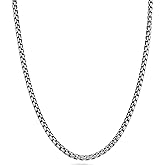Miabella Solid 925 Sterling Silver Italian 3.5mm Square Link Round Box Chain Necklace for Women Men, Made in Italy