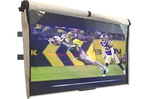 BOZZCOVERS Outdoor TV Cover 55 inch - WITH FRONT FLAP - Weatherproof, Waterproof protection, Soft Interior, With Bottom cover - Beige