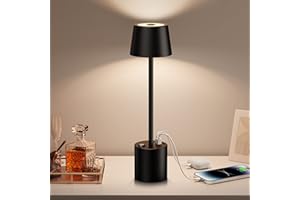 PZLOZ Portable Cordless Led Table lamp - 8000mAh Rechargeable Battery Operated Desk Light: 3 Color Stepless Dimming Up, Wireless Touch Tabletop Lamps for Restaurant Bedroom Bars Outdoor Party Coffee