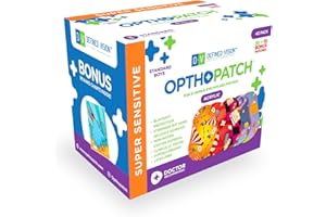 Opthopatch Kids Eye Patches with Extra Hypoallergenic Acrylic Adhesive, 40 Breathable Patches for Amblyopia & Lazy Eye, Fun B