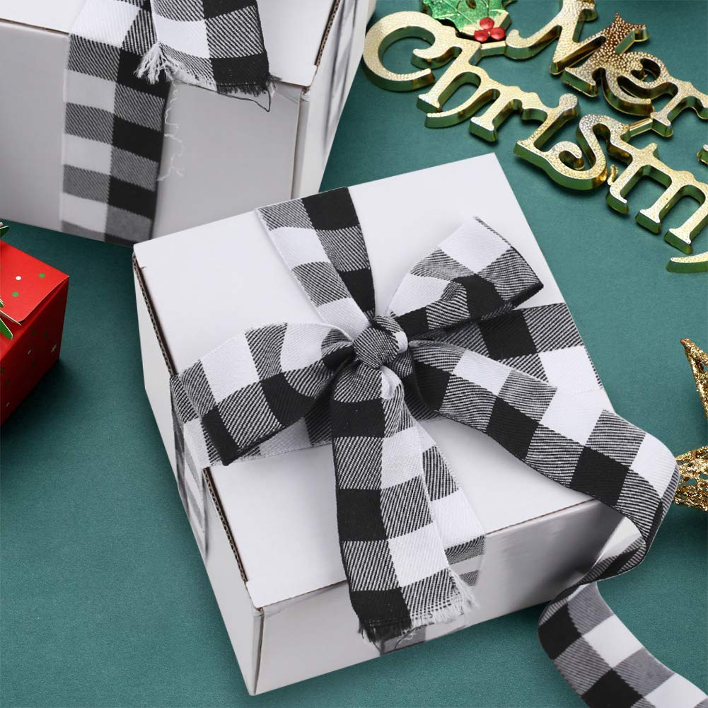 Buffalo Ribbon Decoration-25 Yards ×1.5 Inch White and Black Gingham Ribbon, Decorate Your House,Staircase and DIY Any Kind of Style You Like