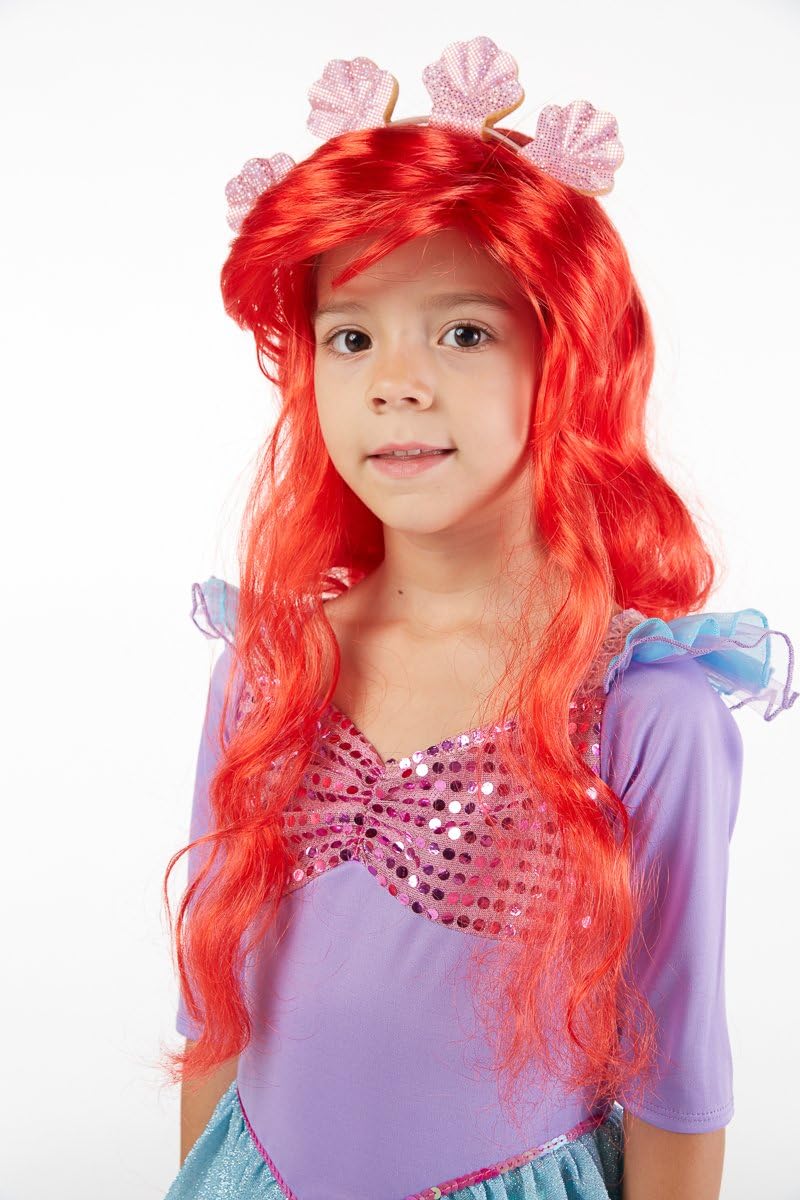 Spooktacular Creations Deluxe Mermaid Costume Set with Red Wig and Headband (Small (5-7)): Clothing