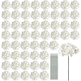Auihiay 64Pcs Hydrangea Artificial Flowers Bulk, Silk White Hydrangeas | Full Flowers Heads with Stems for Wedding Centerpieces, Home, Garden, Baby Shower, Party Decoration