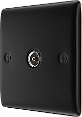 BG Electrical Nexus Metal Single Co-Axial Socket Matt Black TV Aerial Radio Plug view 3