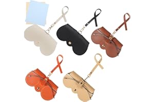 Chfory Soft Leather Sunglasses Bag, Portable Glasses Case, Slim Sunglasses Pouch, Travel Glasses Organizer Bag with Strap